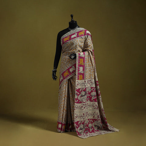 Printed cotton nellore kalamkari saree 41 - handcrafted