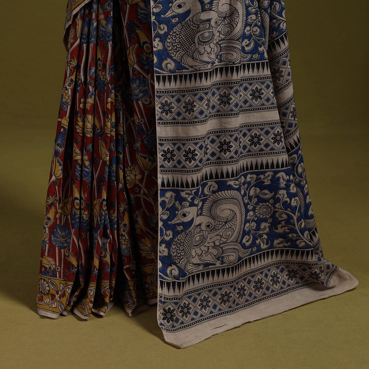 Printed cotton nellore kalamkari saree 45 - handcrafted