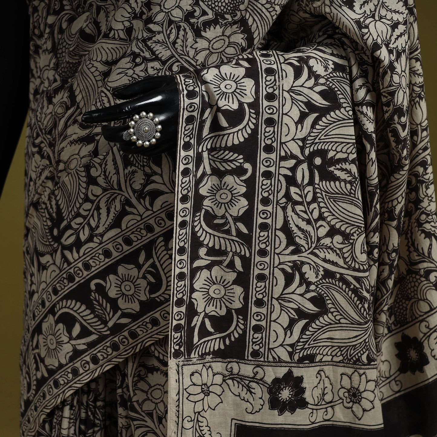 Printed cotton nellore kalamkari saree 49 - handcrafted