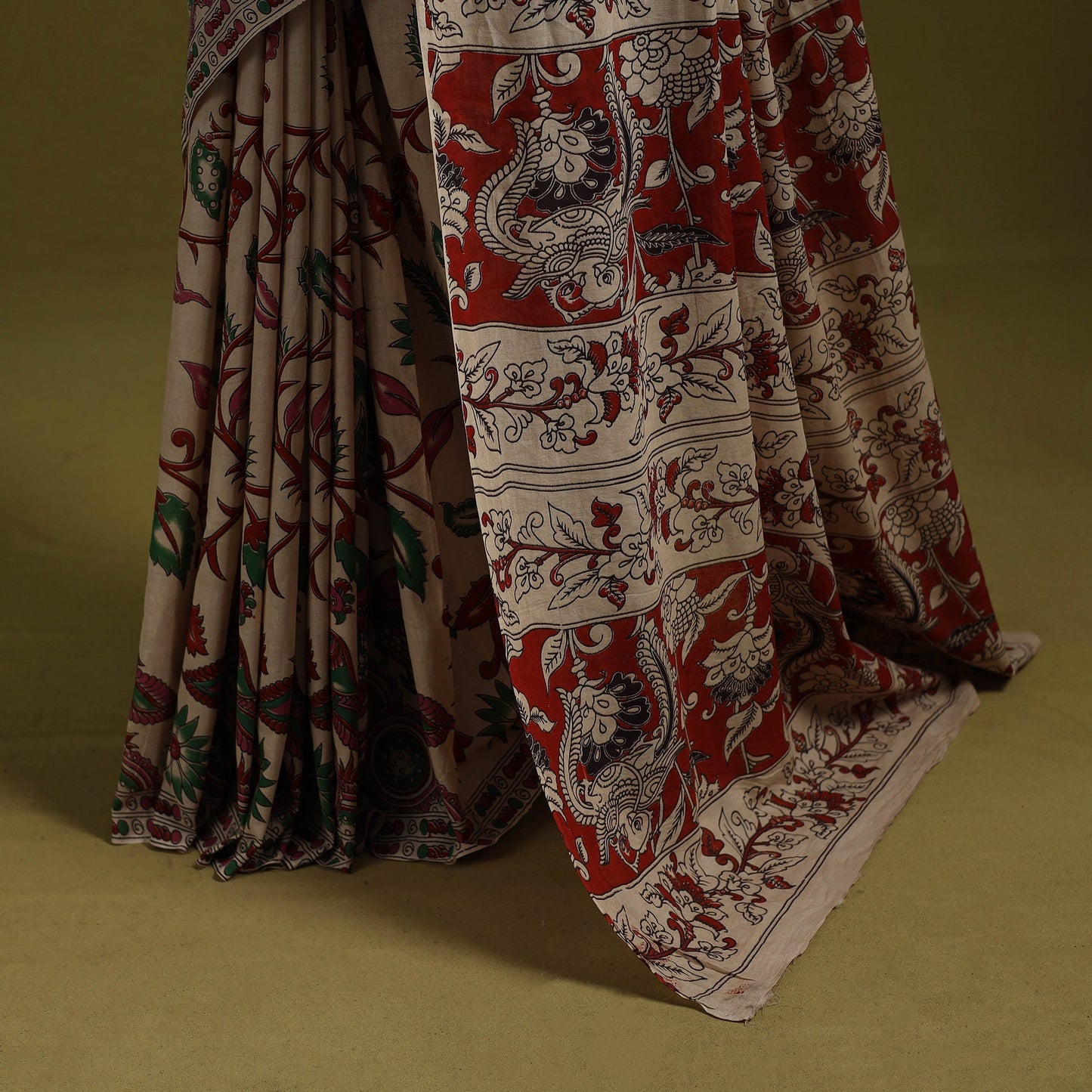 Printed cotton nellore kalamkari saree 51 - handcrafted