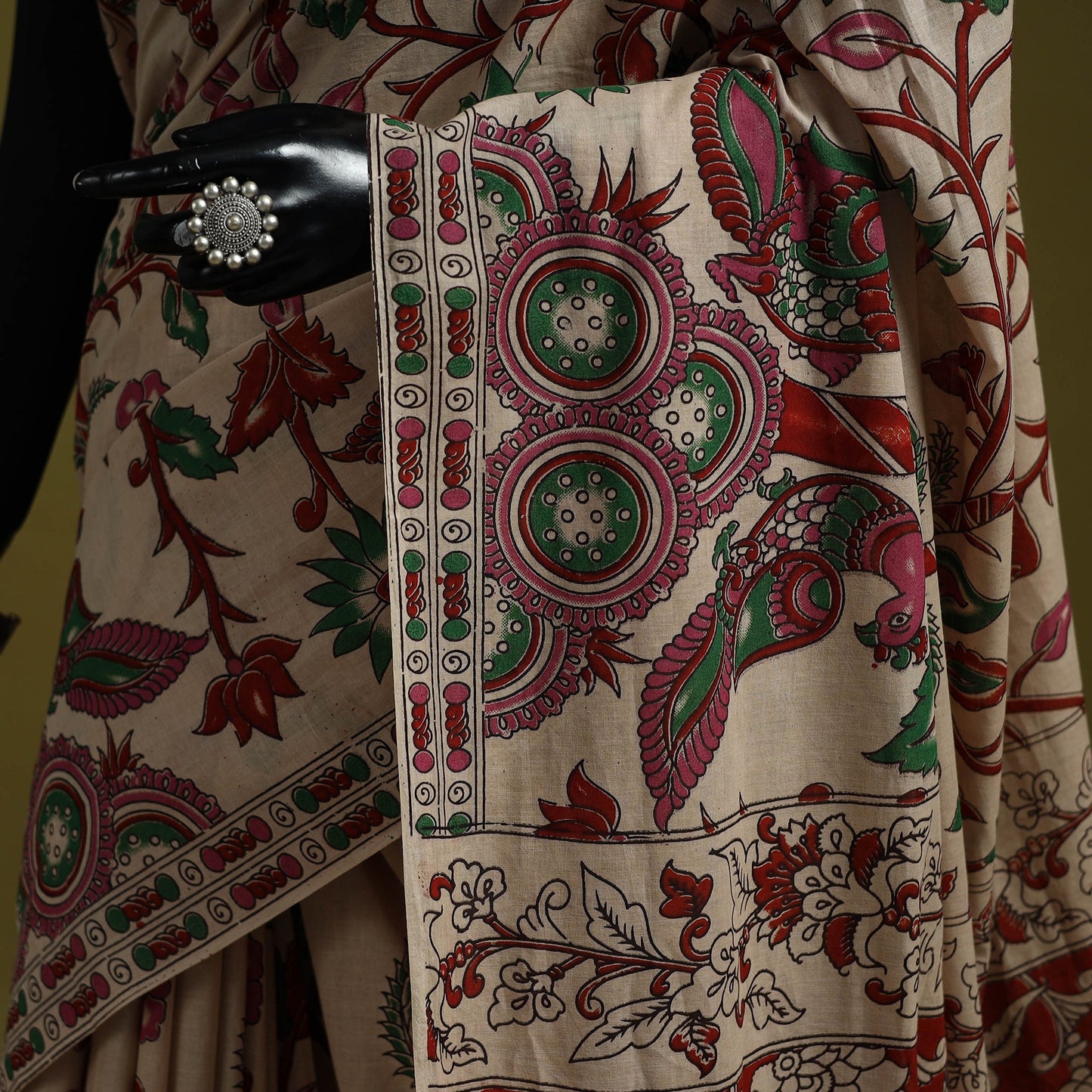 Printed cotton nellore kalamkari saree 51 - handcrafted