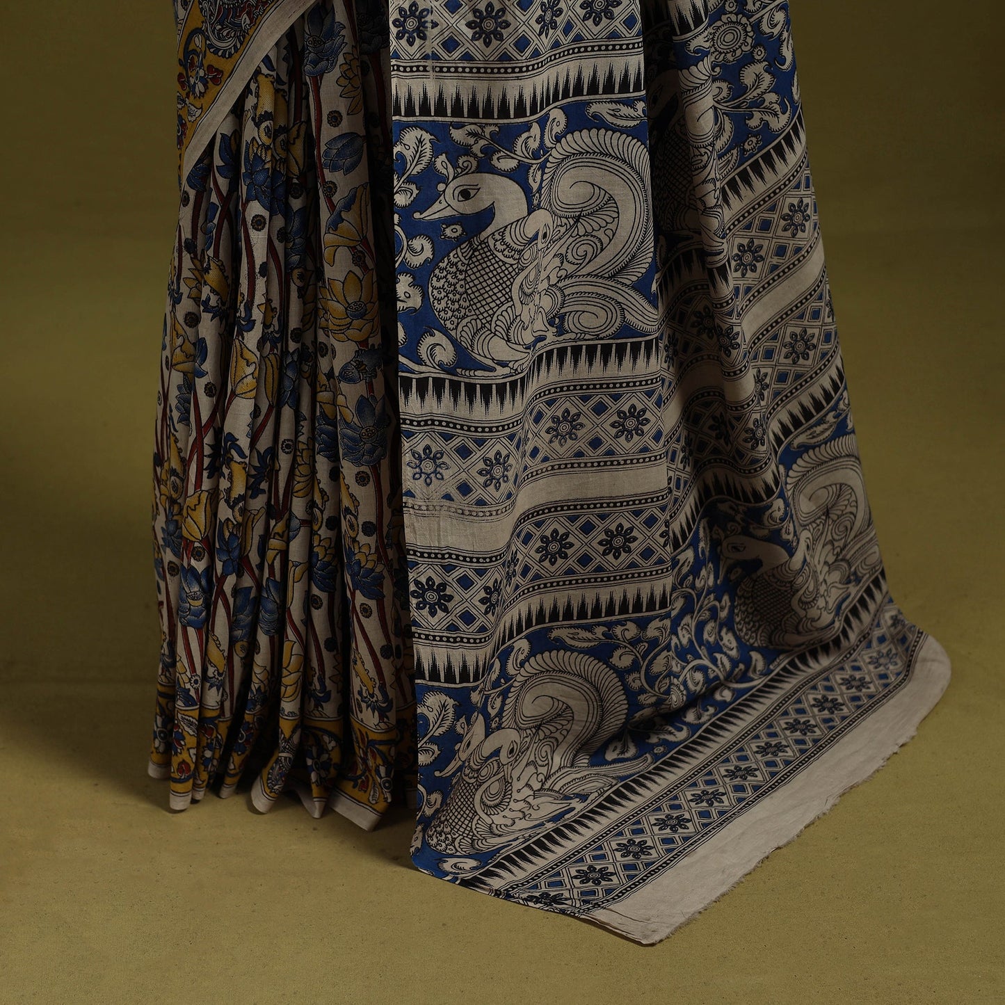 Printed cotton nellore kalamkari saree 52 - handcrafted