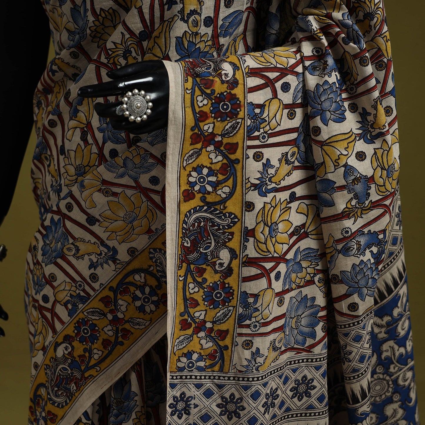 Printed cotton nellore kalamkari saree 52 - handcrafted