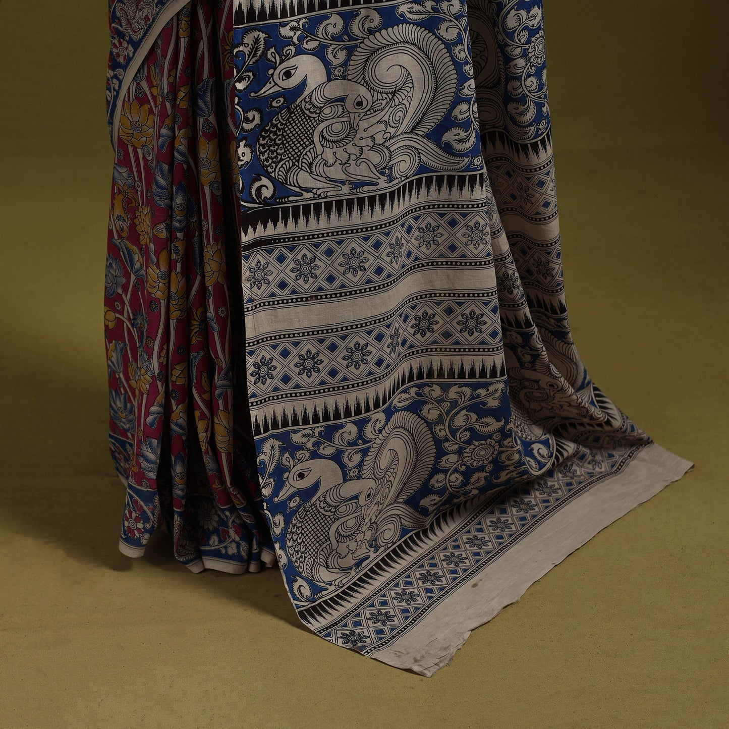Printed cotton nellore kalamkari saree 53 - handcrafted