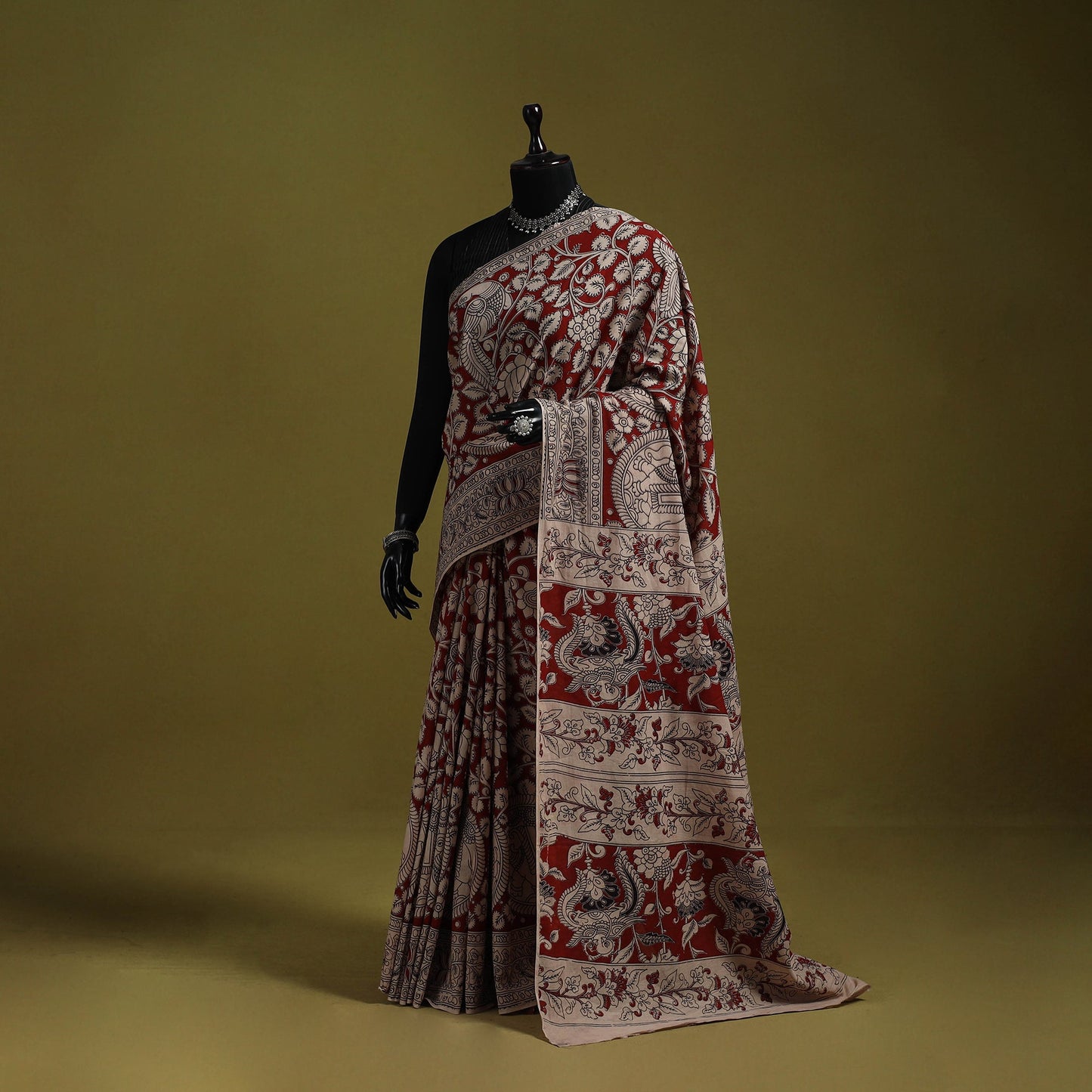 Printed cotton nellore kalamkari saree 55 - handcrafted