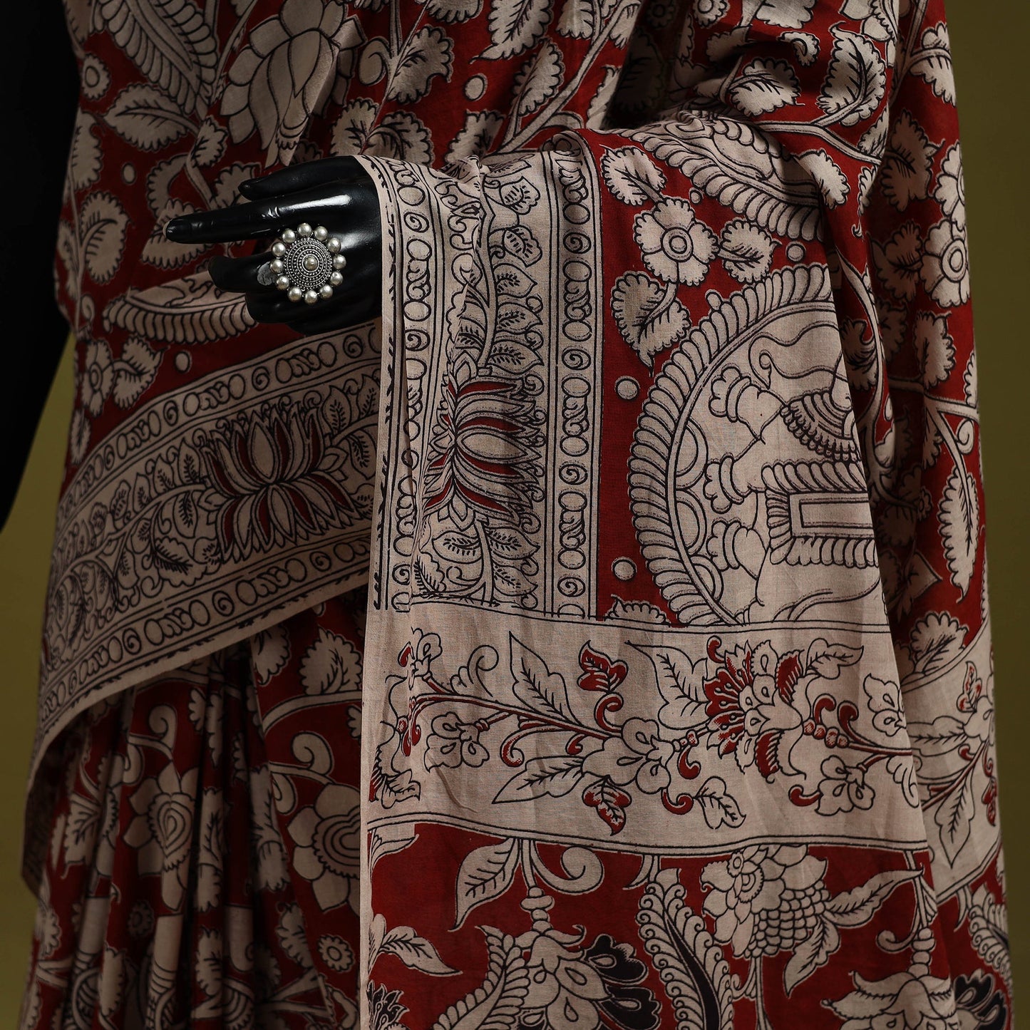 Printed cotton nellore kalamkari saree 55 - handcrafted