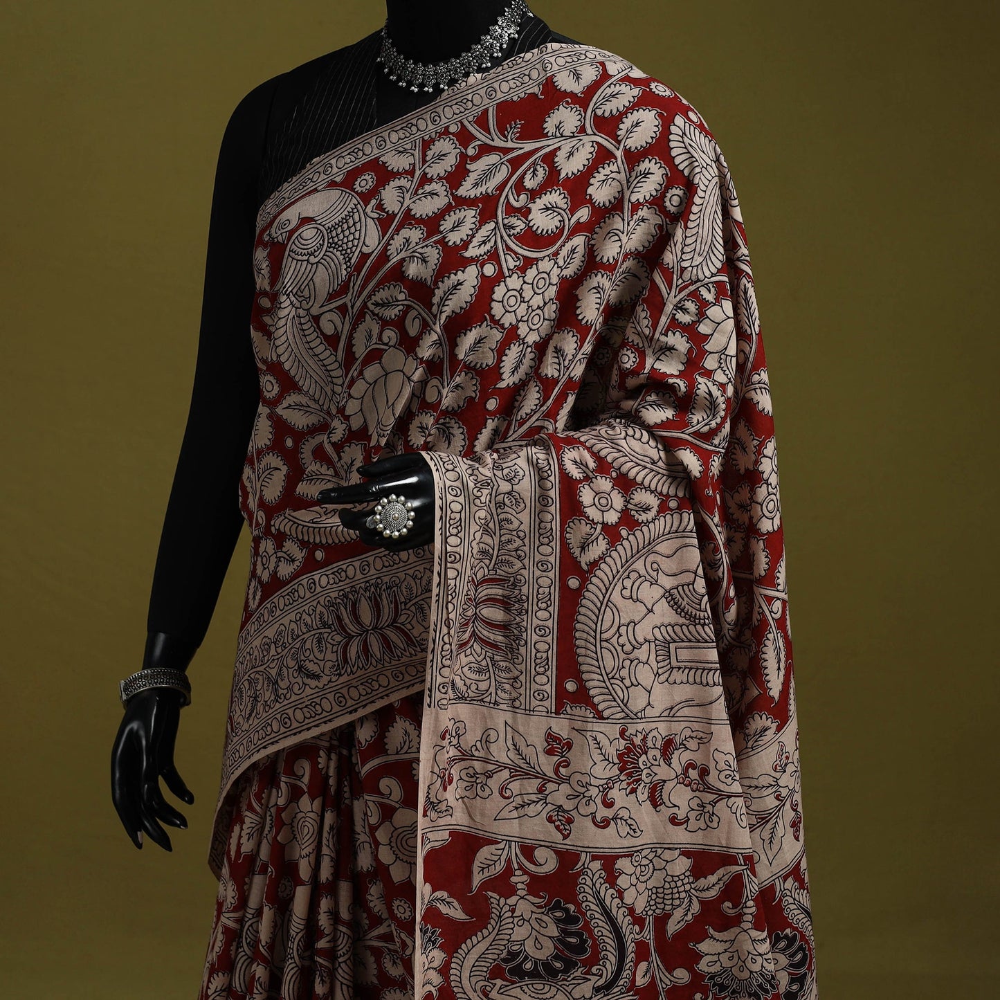 Printed cotton nellore kalamkari saree 55 - handcrafted