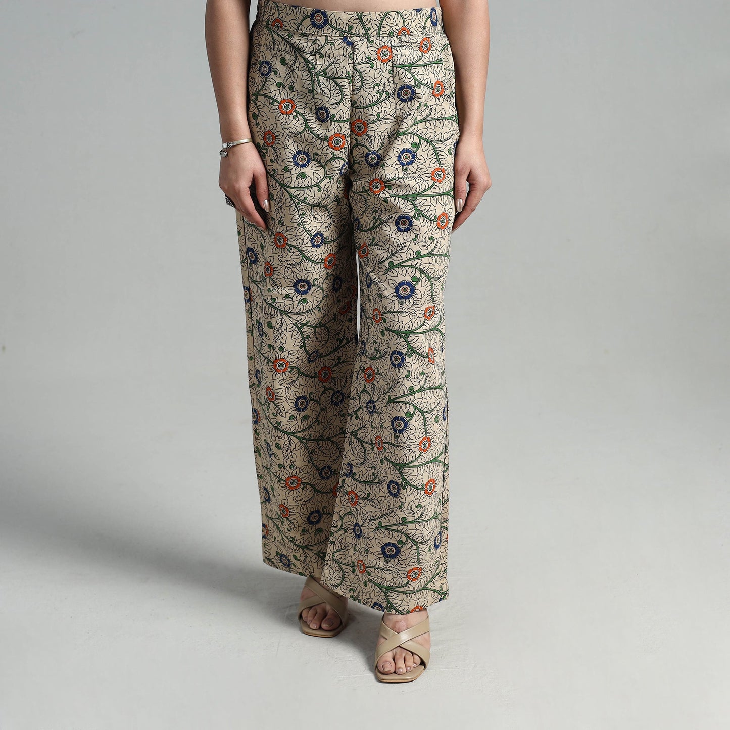 Buy Block Printed Cotton Pedana Kalamkari Palazzo