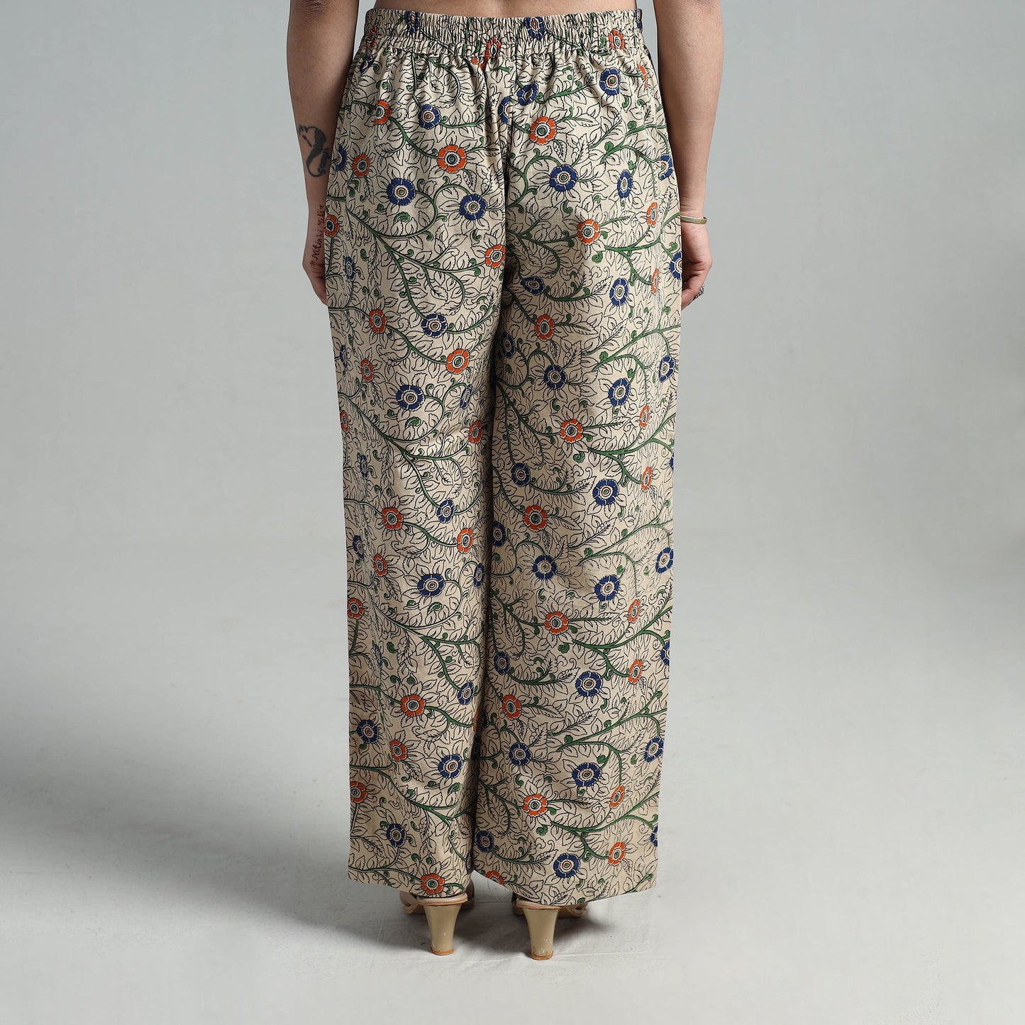 Buy Block Printed Cotton Pedana Kalamkari Palazzo