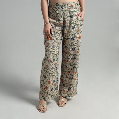 Buy Block Printed Cotton Pedana Kalamkari Palazzo