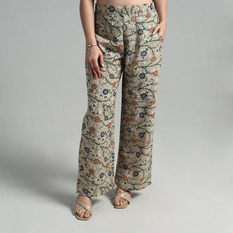 Buy Block Printed Cotton Pedana Kalamkari Palazzo