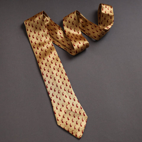  Block Printed Mashru Silk Handmade Necktie for Men 