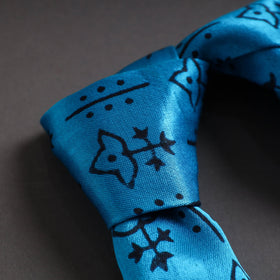  Block Printed Mashru Silk Handmade Necktie for Men 