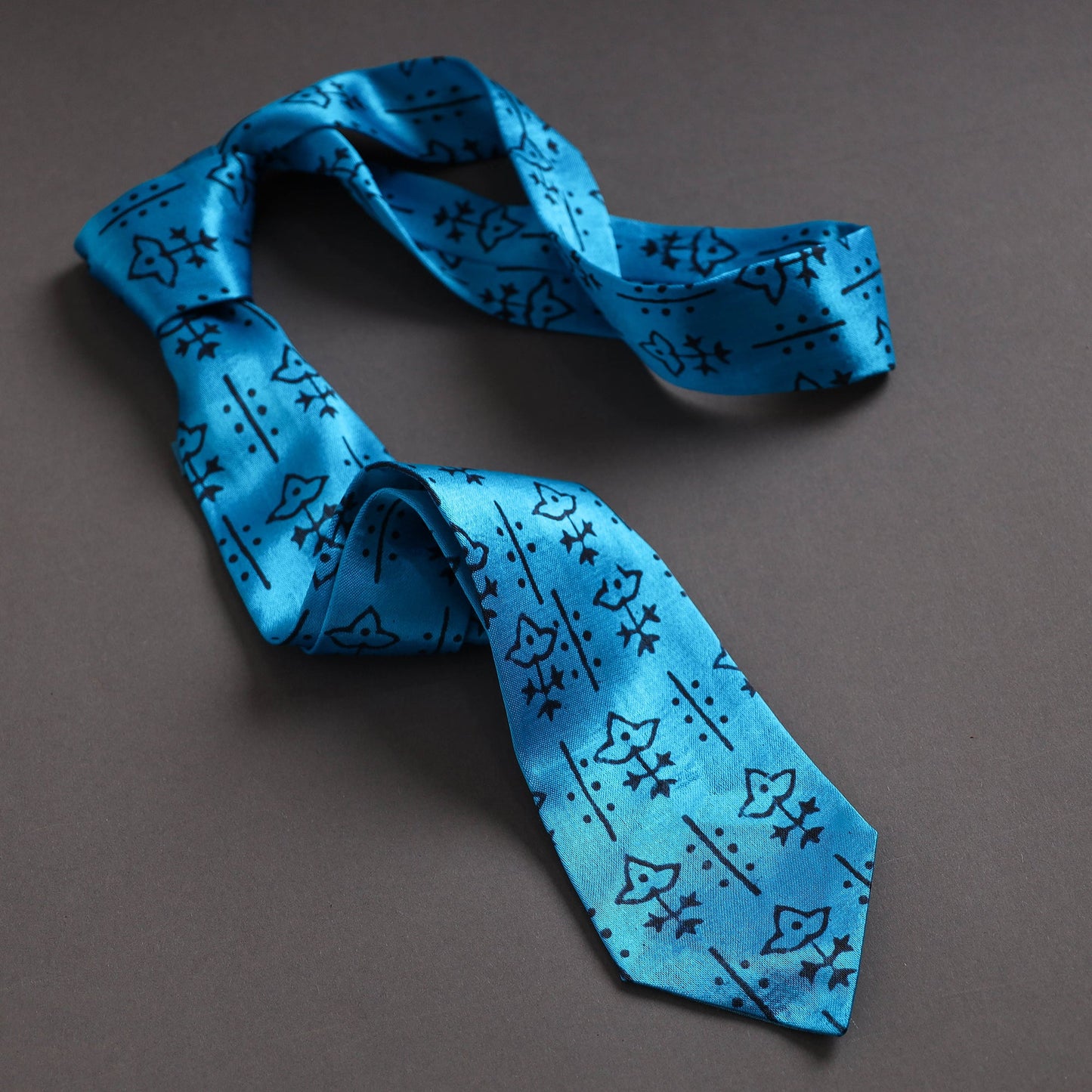  Block Printed Mashru Silk Handmade Necktie for Men 