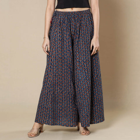  Ajrakh Block Printing Cotton Flared Palazzo 