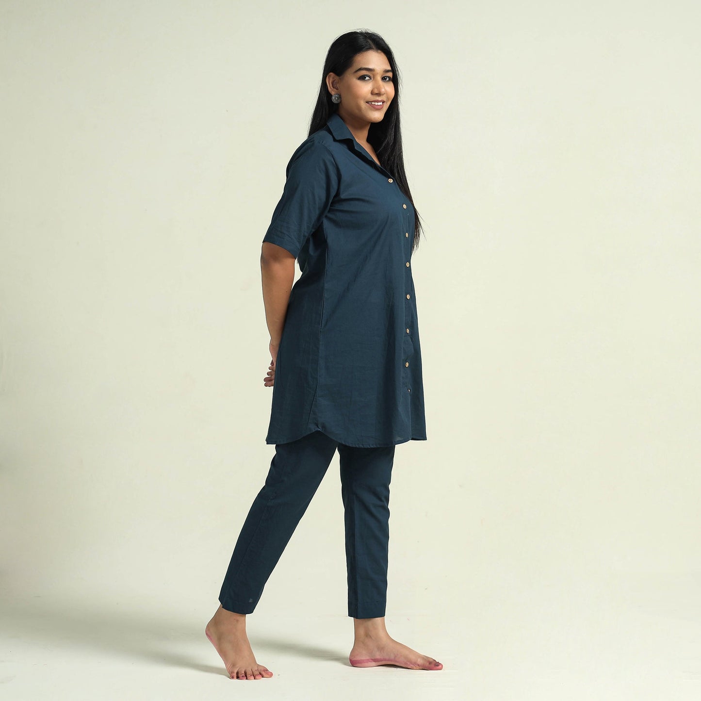 Prussian blue - plain dyed cotton co-ord set - handcrafted