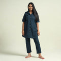 Prussian blue - plain dyed cotton co-ord set - handcrafted