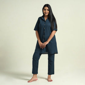 Prussian blue - plain dyed cotton co-ord set - handcrafted