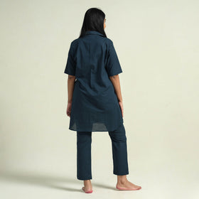 Prussian blue - plain dyed cotton co-ord set - handcrafted