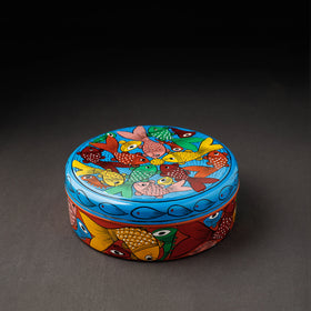 Bengal Patua Handpainted Stainless Steel  Multicolor Masala Box