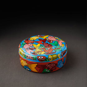 Bengal Patua Handpainted Stainless Steel Multicolor Masala Box