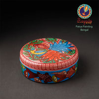 Bengal Patua Handpainted Stainless Steel Masala Box (7.5 x 7.5 in)