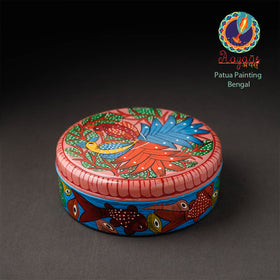 Bengal Patua Handpainted Stainless Steel Multicolor Masala Box