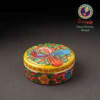 Bengal Patua Handpainted Stainless Steel Masala Box (7.5 x 7.5 in)