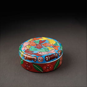 Bengal Patua Handpainted Stainless Steel Multicolor Masala Box