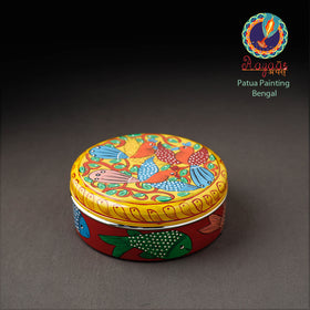 Bengal Patua Handpainted Stainless Steel Multicolor Masala Box