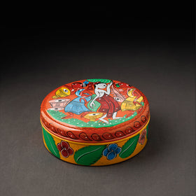 Bengal Patua Handpainted Stainless Steel Multicolor Masala Box