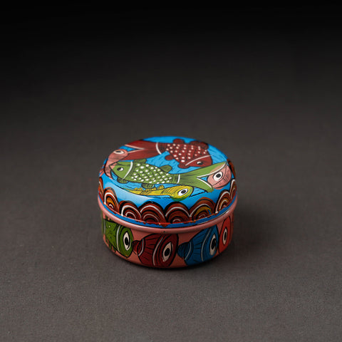 Multicolor Bengal Patua Handpainted Stainless Steel Multi Utility Container