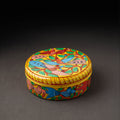 Bengal Patua Handpainted Stainless Steel Yellow Masala Box