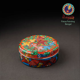 Bengal Patua Handpainted Stainless Steel Multicolor Masala Box