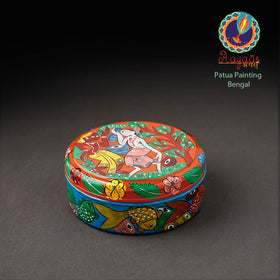 Bengal Patua Handpainted Stainless Steel Multicolor Masala Box 