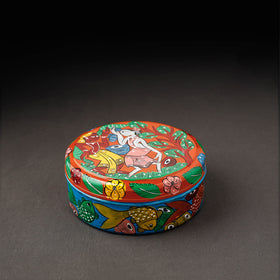 Bengal Patua Handpainted Stainless Steel Multicolor Masala Box 