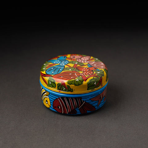  Bengal Patua Handpainted Stainless Steel Multi Utility Container 