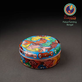Bengal Patua Handpainted Stainless Steel Multicolor Masala Box
