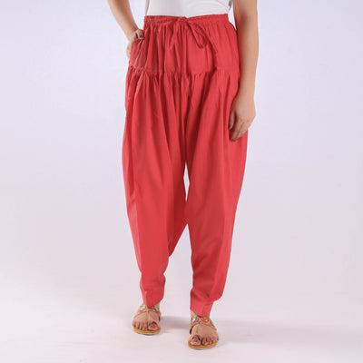 Buy Punch Pink Plain Cotton Women Salwar