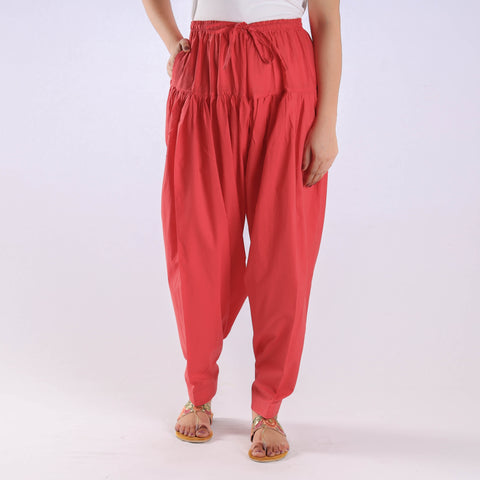 Buy Punch Pink Plain Cotton Women Salwar