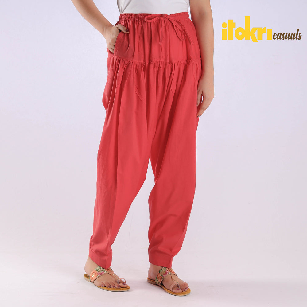 Buy Punch Pink Plain Cotton Women Salwar