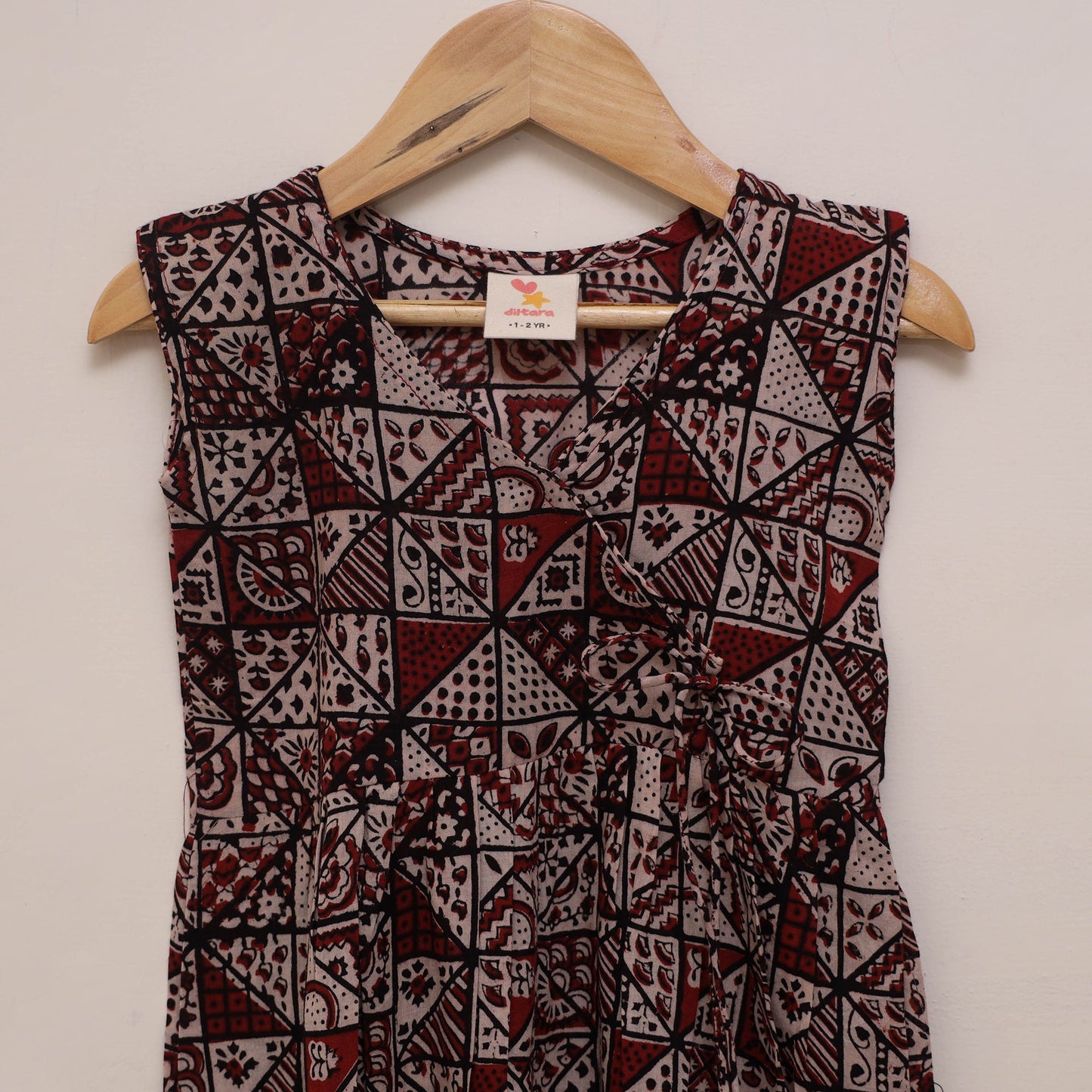 Pure cotton baby girls bagh angrakha dress (1-2 years) 02