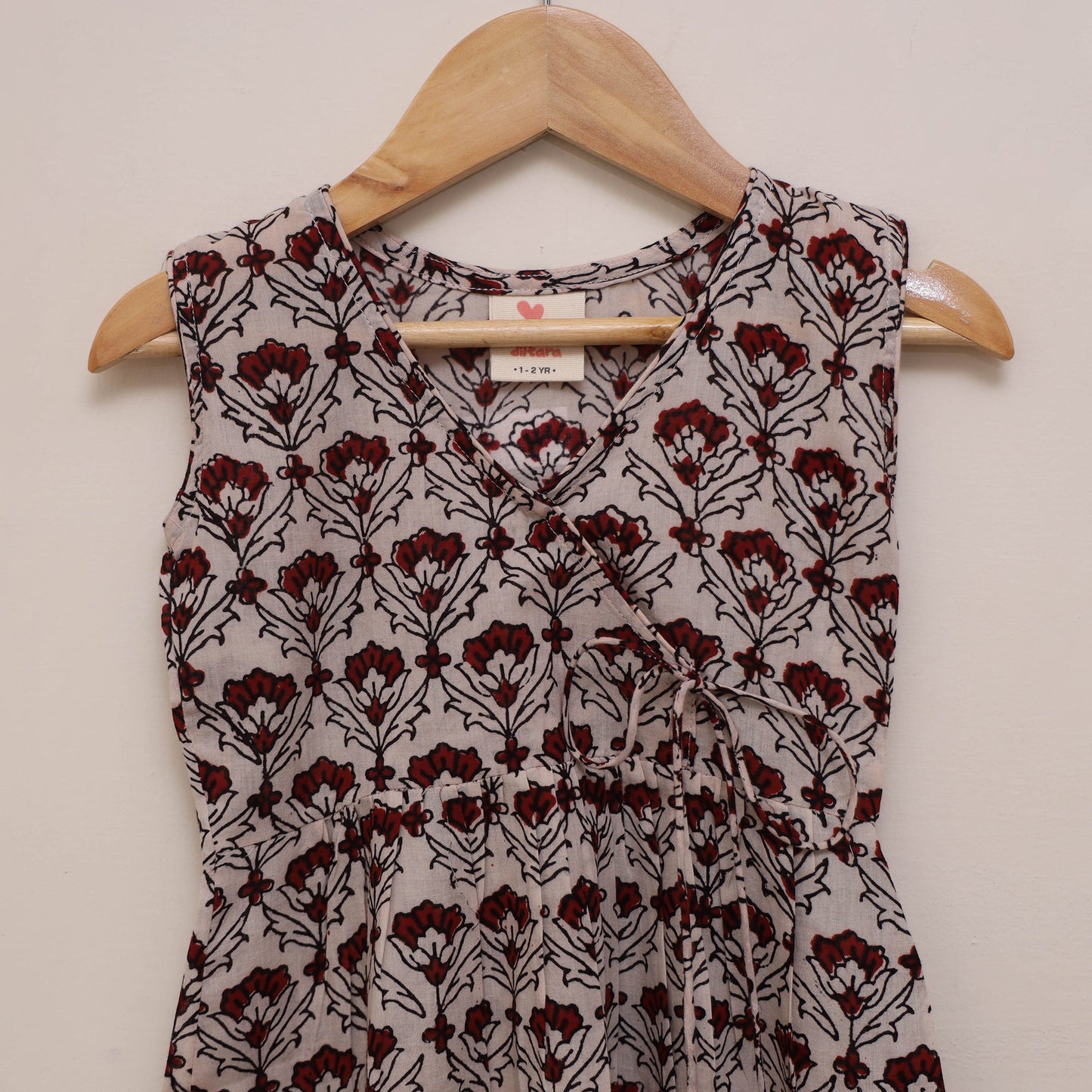 Pure cotton baby girls bagh angrakha dress (1-2 years) 04