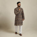 Pure Cotton Men Long Batik Print Kurta 08