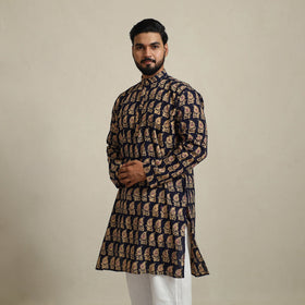 Pure Cotton Men Long Batik Print Kurta 08