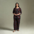 Pure cotton natural dyed ajrakh hand block print night suit