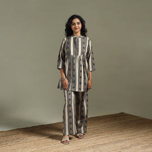 Pure cotton natural dyed ajrakh hand block print night suit
