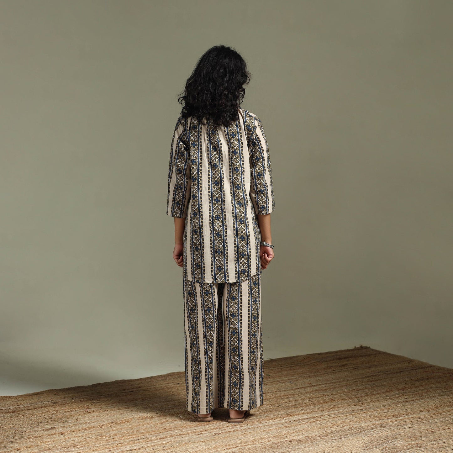 Pure cotton natural dyed ajrakh hand block print night suit
