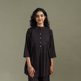 Pure cotton natural dyed ajrakh hand block print night suit