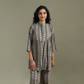 Pure cotton natural dyed ajrakh hand block print night suit